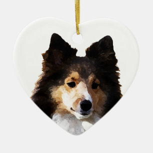 Sheltie Dog painting sketch Ceramic Ornament