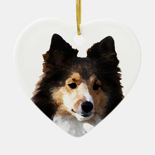 Sheltie Dog painting sketch Ceramic Ornament (Front)