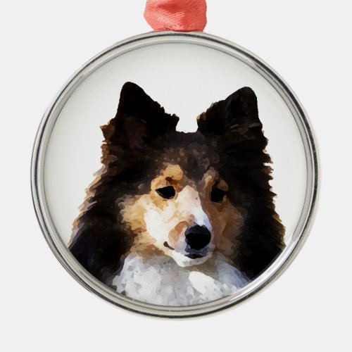 Sheltie Dog painting sketch Metal Ornament