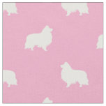 sheltie dog silhouette pink fabric