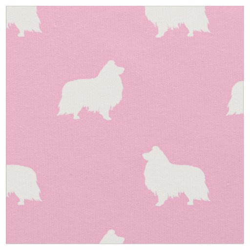 sheltie dog silhouette pink fabric