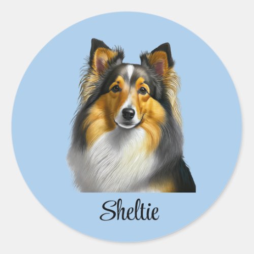 Sheltie Dog Template Classic Round Sticker