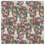 sheltie dog vintage florals fabric