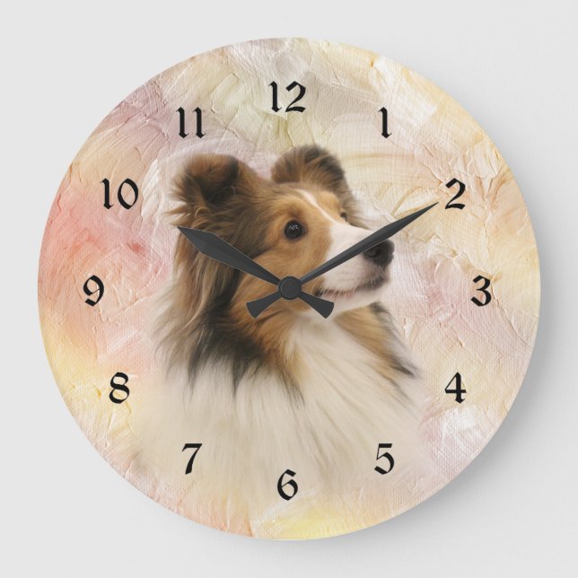 Sheltie face large clock (Front)
