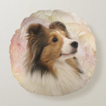 Sheltie Face Round Pillow by deemac1 at Zazzle
