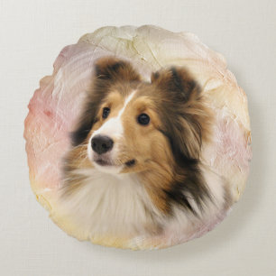 Sheltie face round pillow