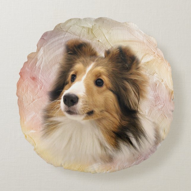 Sheltie face round pillow (Front)