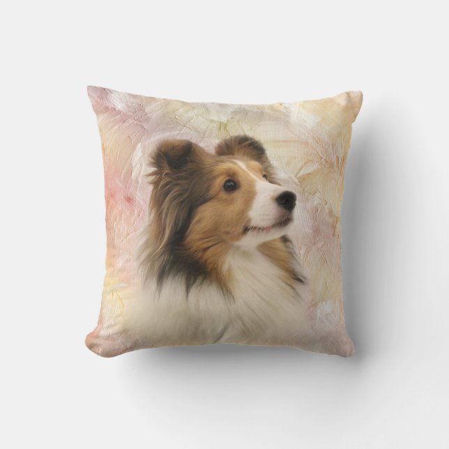 Sheltie face throw pillow (Front)