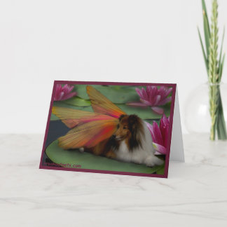 Sheltie Fairy on a Lily Pad. w Border psd Card