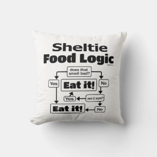 Sheltie Food Logic Throw Pillow