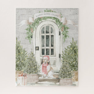 Sheltie Front Porch Christmas Jigsaw Puzzle