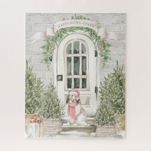 Sheltie Front Porch Christmas  Jigsaw Puzzle