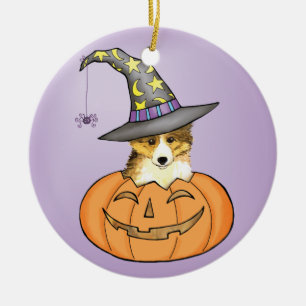 Sheltie Halloween Ceramic Ornament