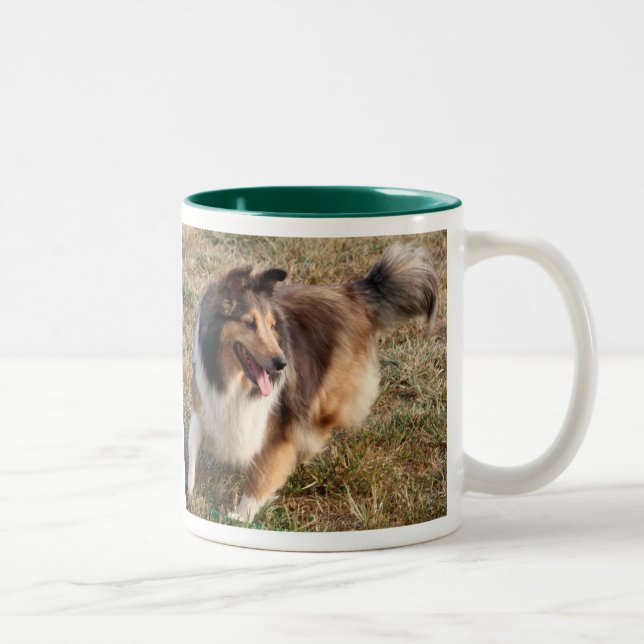 SHELTIE HAVING FUN Two-Tone COFFEE MUG (Right)