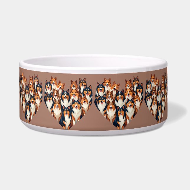 Sheltie Heart Illustration Cute Shetland Sheepdog Bowl (Front)