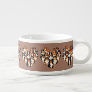 Sheltie Heart Illustration Cute Shetland Sheepdog Bowl