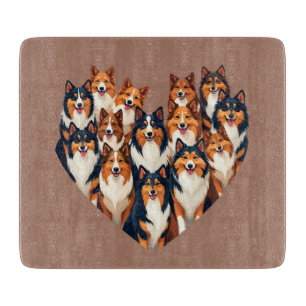 Sheltie Heart Illustration Cute Shetland Sheepdog Cutting Board
