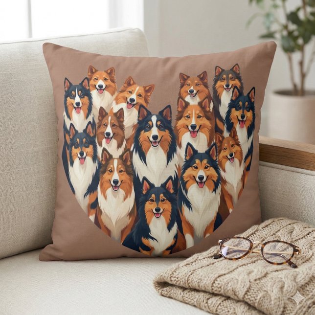 Sheltie Heart Illustration Cute Shetland Sheepdog Throw Pillow (Sheltie Heart Illustration Cute Shetland Sheepdog Throw Pillow Mockup A)