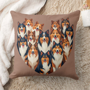 Sheltie Heart Illustration Cute Shetland Sheepdog Throw Pillow