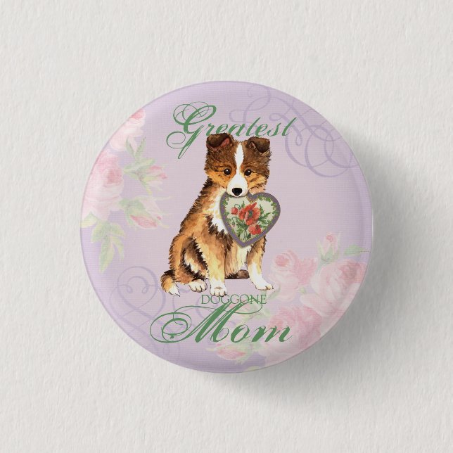 Sheltie Heart Mom Button (Front)