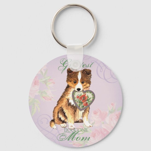 Sheltie Heart Mom Keychain (Front)