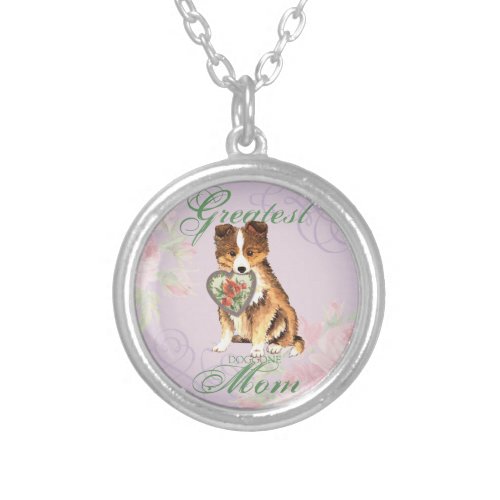 Sheltie Heart Mom Silver Plated Necklace