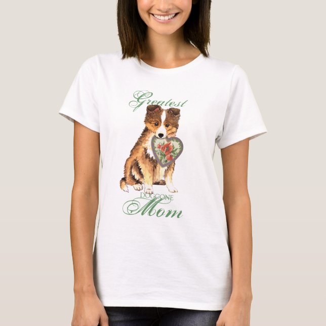 Sheltie Heart Mom T-Shirt (Front)