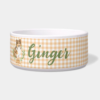Sheltie Laurel in a Laurel Branch | Personalized Bowl