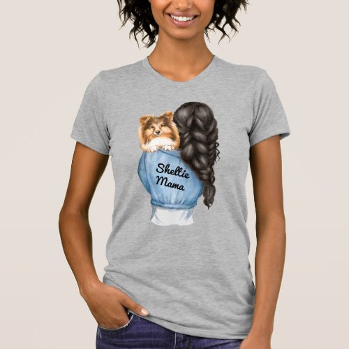 Sheltie Mama Black Hair w Sable Shetland Sheepdog T_Shirt