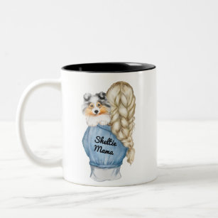 Sheltie Mama Blonde w Merle Shetland Sheepdog  Two-Tone Coffee Mug