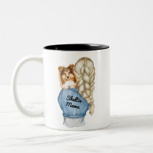 Sheltie Mama Blonde with Sable  Two-Tone Coffee Mug