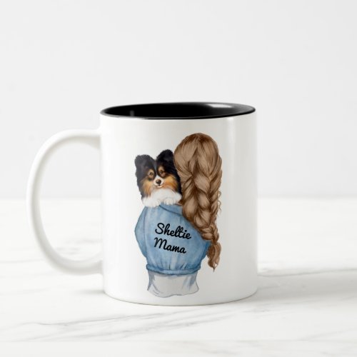 Sheltie Mama Brown w Tri_Color Shetland Sheepdog Two_Tone Coffee Mug