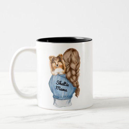 Sheltie Mama Brunette with Sable Shetland Sheepdog Two_Tone Coffee Mug