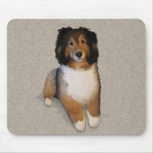 Sheltie mix dog portrait  mouse pad