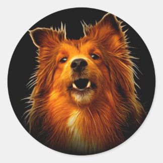Sheltie Modern Dog Art Classic Round Sticker