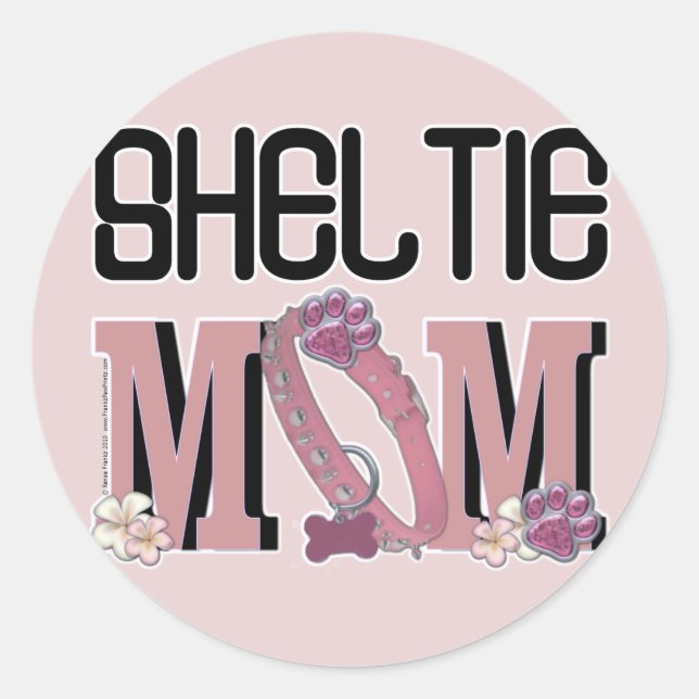 Sheltie MOM Classic Round Sticker (Front)