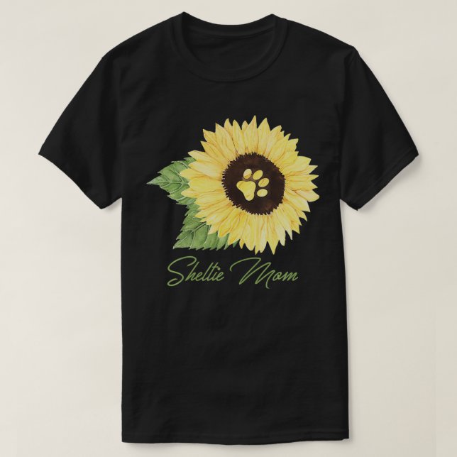 Sheltie Mom Shetland Sheepdog Mama Dog Lover Sunfl T-Shirt (Design Front)
