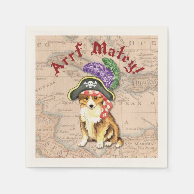 Sheltie Pirate Napkins (Front)