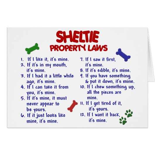 SHELTIE Property Laws 2 Cards (Front Horizontal)