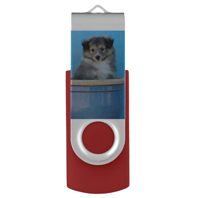 Sheltie Puppies USB Flash Drive (Back (Vertical))