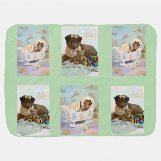 Sheltie Puppy nursery Baby Blanket (Horizontal)