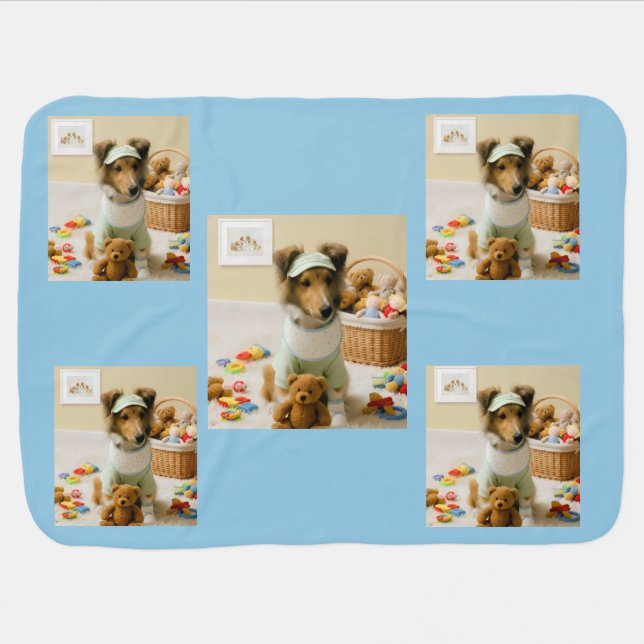 Sheltie Puppy nursery theme Baby Blanket (Horizontal)