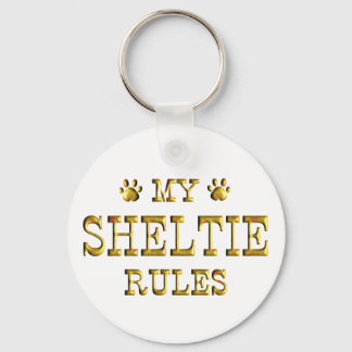 Sheltie Rules Gold Keychain
