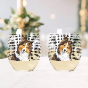 Sheltie -Sable   Stemless Wine Glass