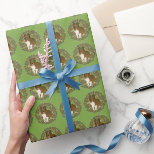 Sheltie Sable Wreath Wrapping Paper
