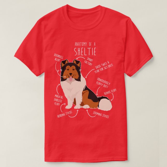 Sheltie Shetland Sheepdog Anatomy 1 T-Shirt (Design Front)