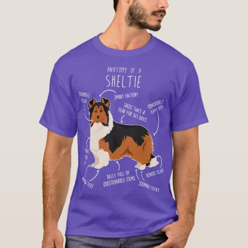Sheltie Shetland Sheepdog Anatomy 3 T_Shirt