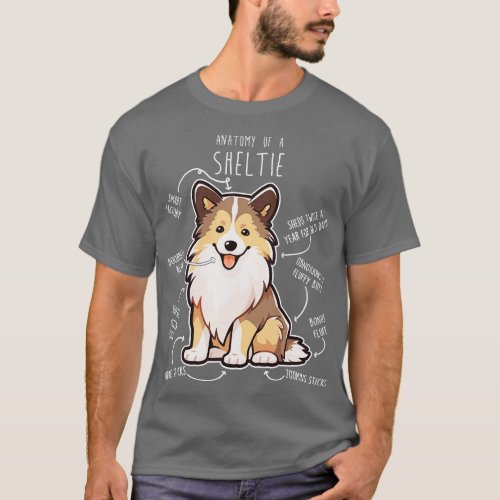 Sheltie Shetland Sheepdog Anatomy 4 T_Shirt