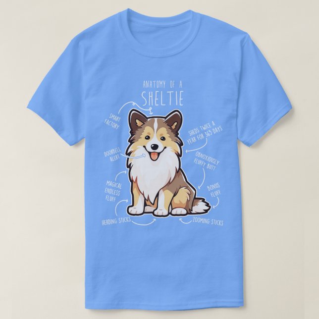 Sheltie Shetland Sheepdog Anatomy 4 T-Shirt (Design Front)