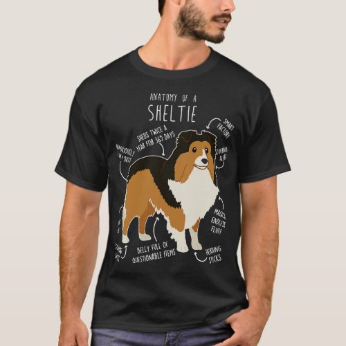 Sheltie Shetland Sheepdog Anatomy 6 T_Shirt